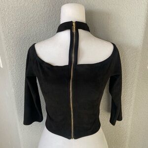 Bebe Black Top with Gold Zipper